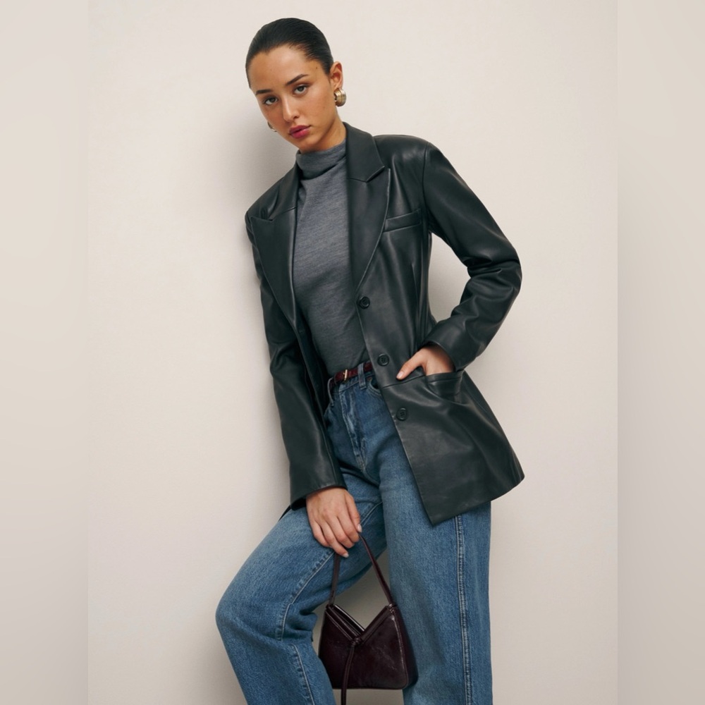 Reformation x Veda Hal Fitted Leather Blazer